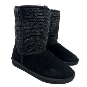 Minnetonka Black Suede‎ and Fabric Shearling Boots 7